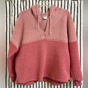 PINK Victoria’s Secret Varsity Sherpa Half Zip Pullover Hoodie Rose/Pink Size XL